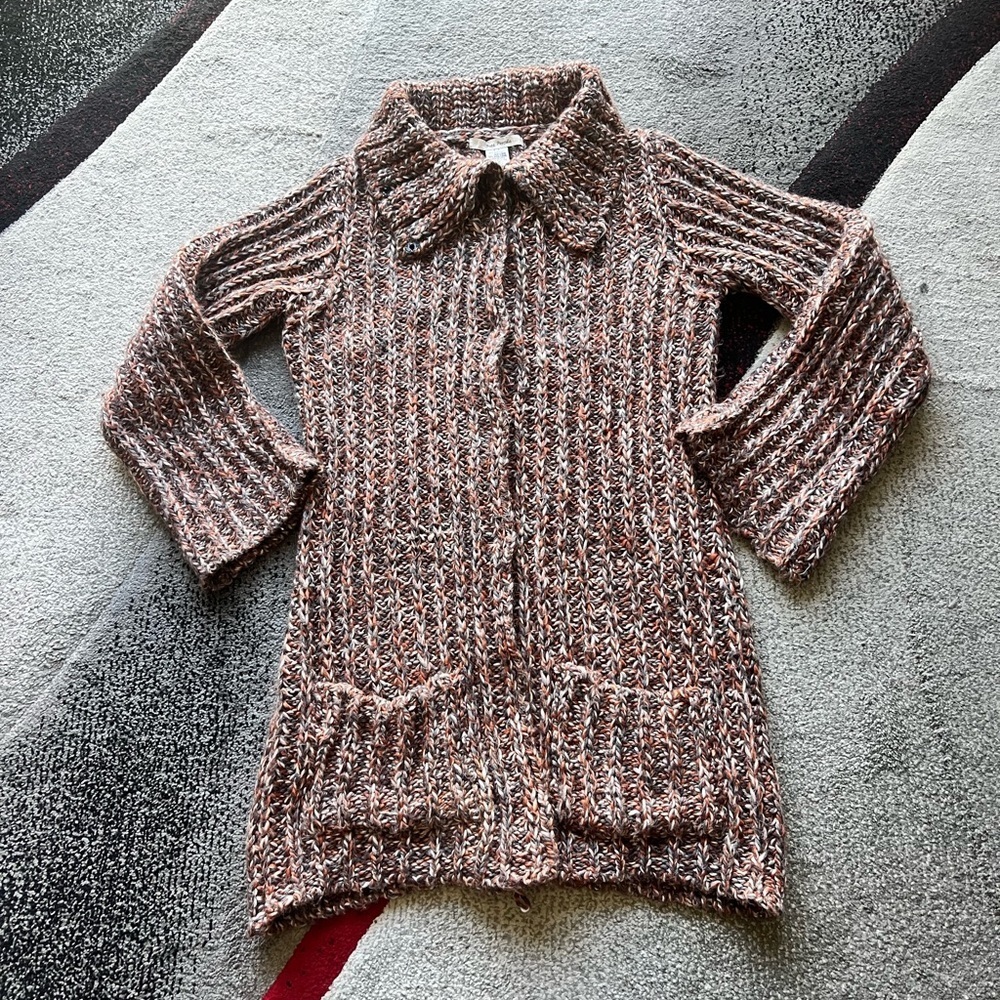 Free People Vintage Colorful Wool Blend Long Line Cardigan Sweater